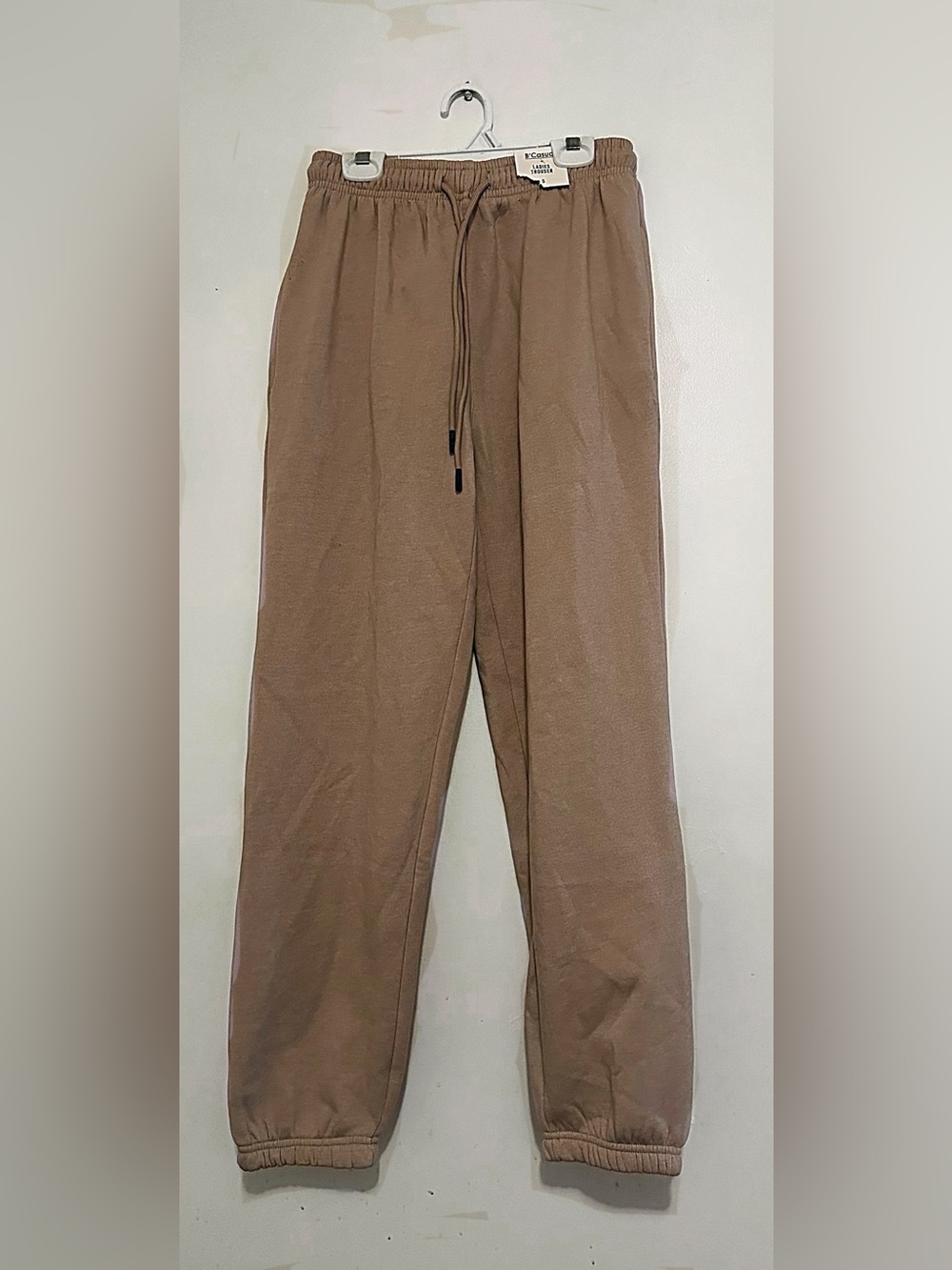 Warm Drawstring Joggers in Taupe